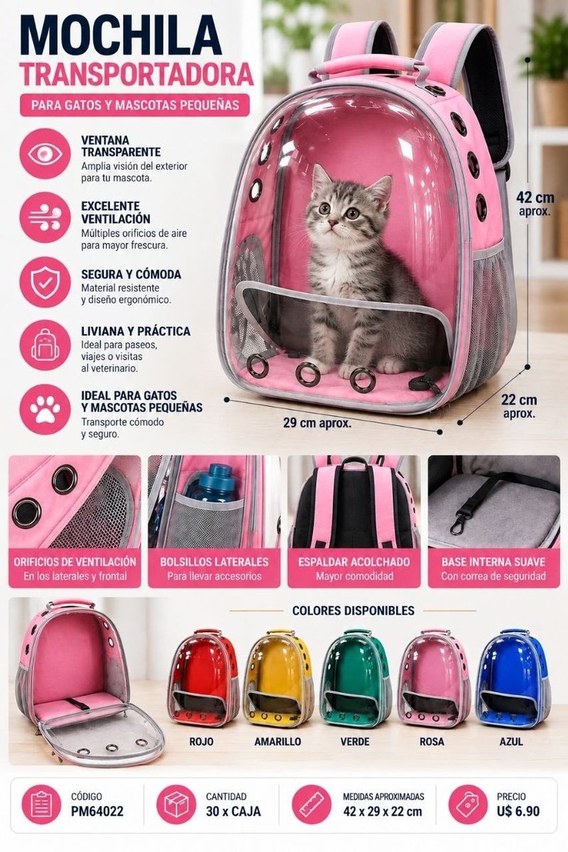 Mochila transportadora para mascotas