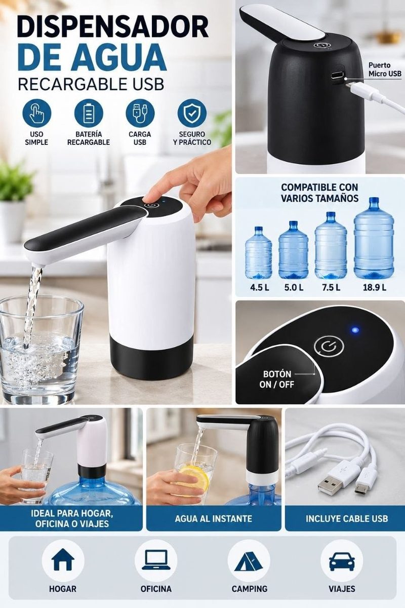 Dispensador de agua USB para bidón