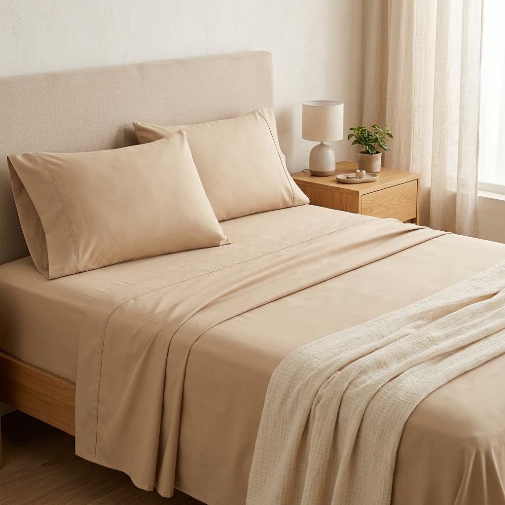 Sábanas lisas 2 plazas beige