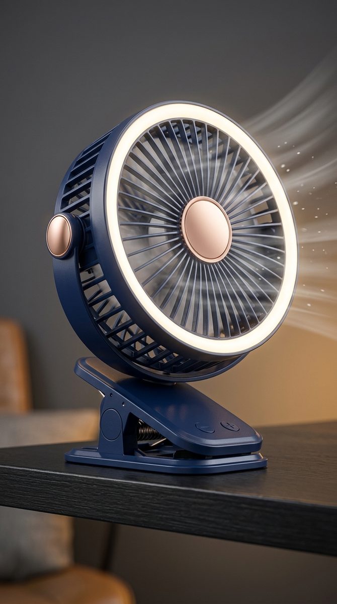 Ventilador clip con luz LED