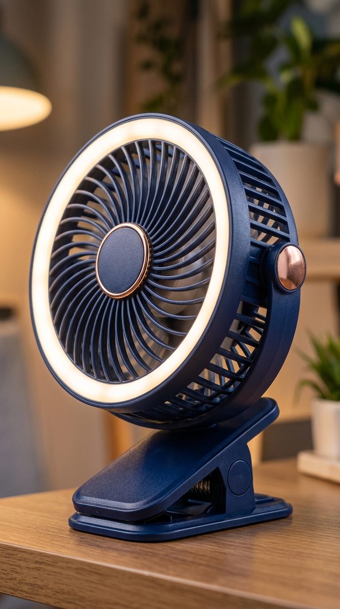 Ventilador clip con luz LED