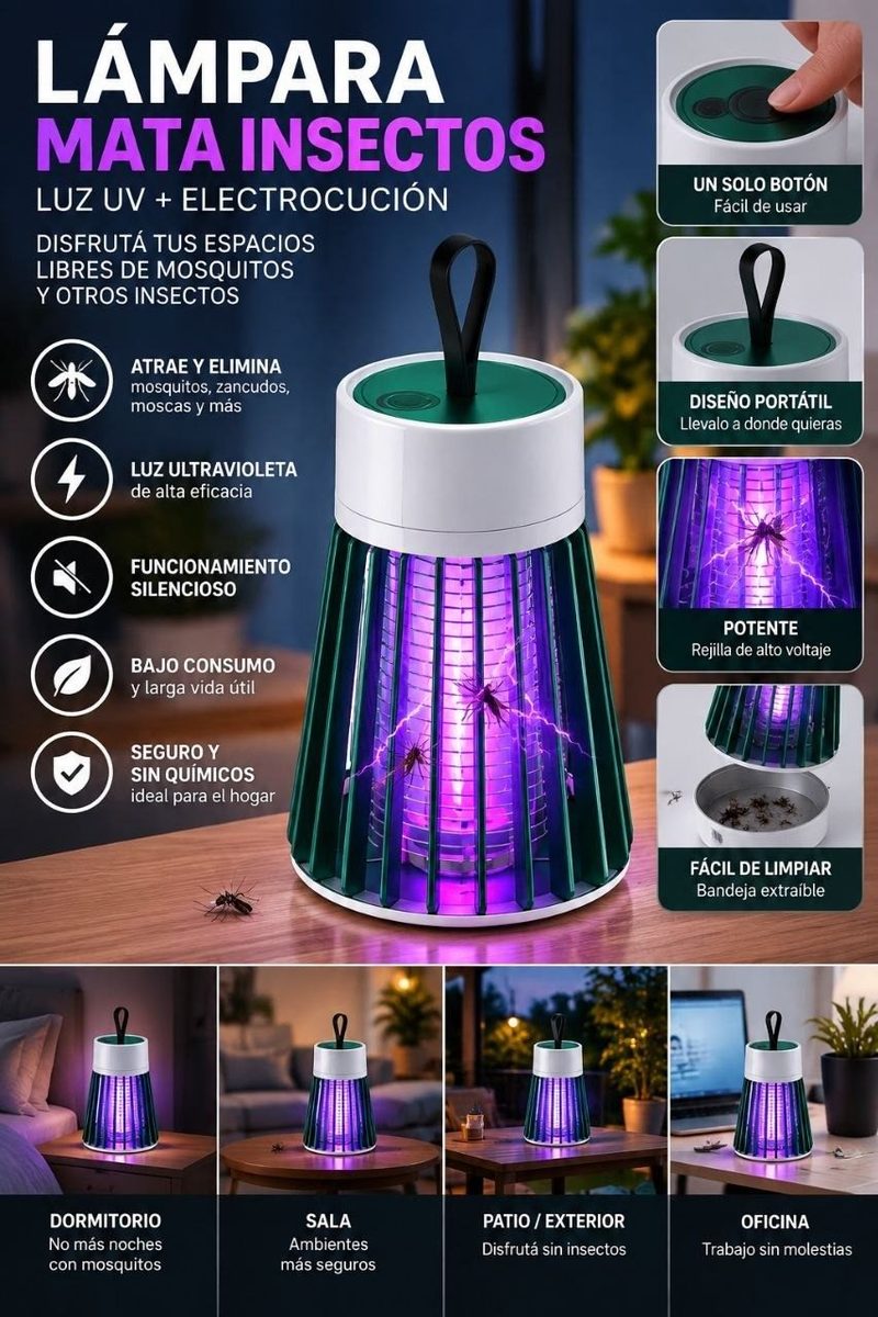 Lámpara mata insectos UV