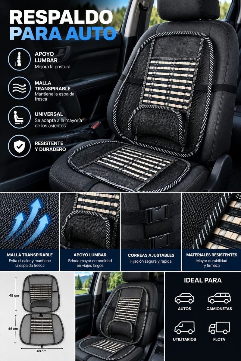 Respaldo de malla lumbar para auto