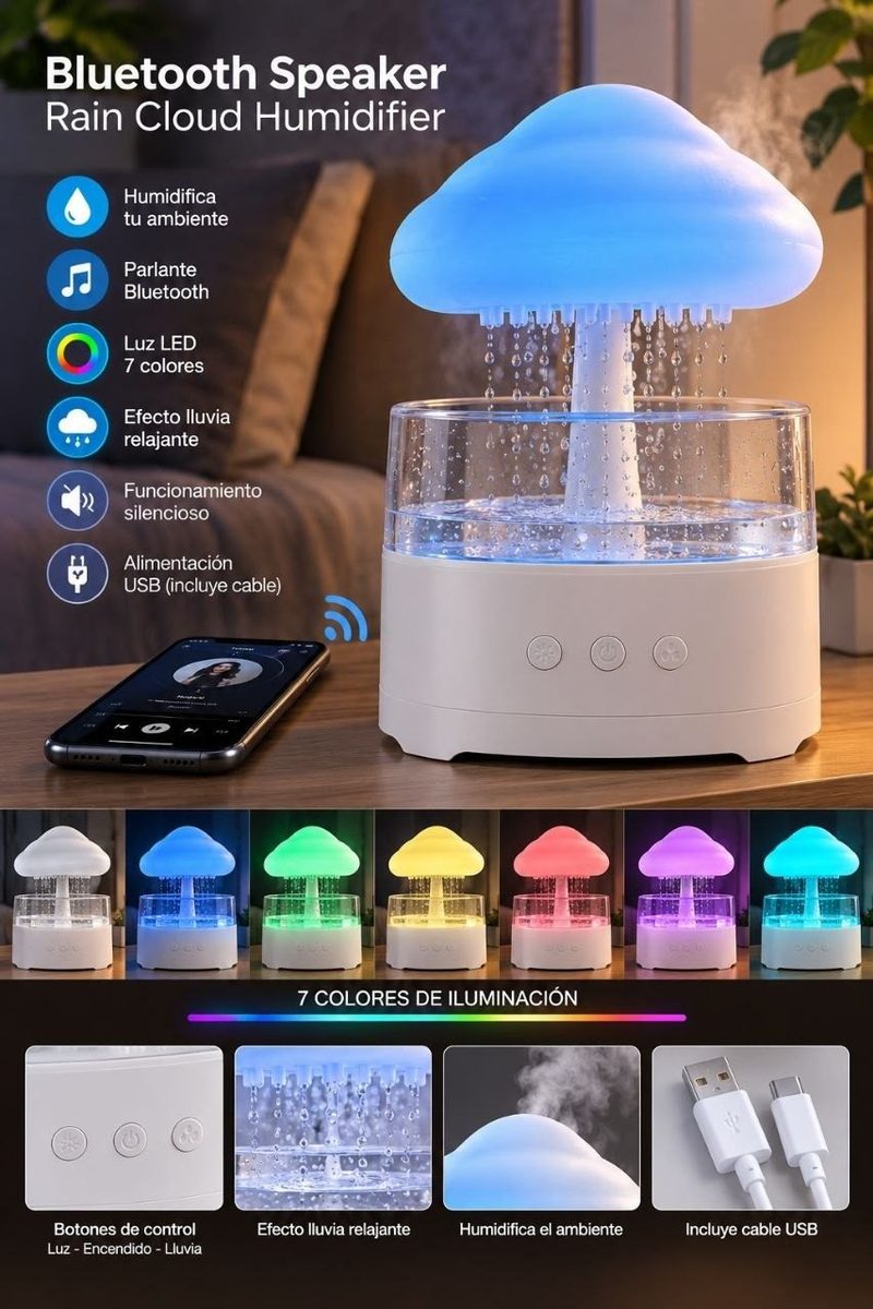 Humidificador nube con parlante bluetooth